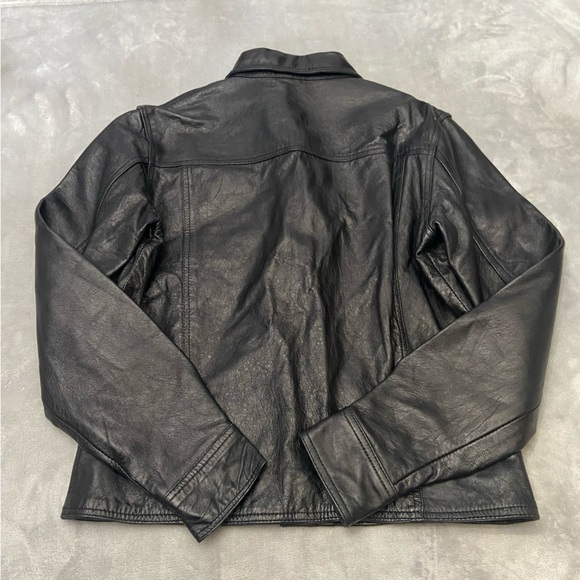 Leather King y2k Women's Black Leather Trucker Jacket 4549 - Picture 6 of 8